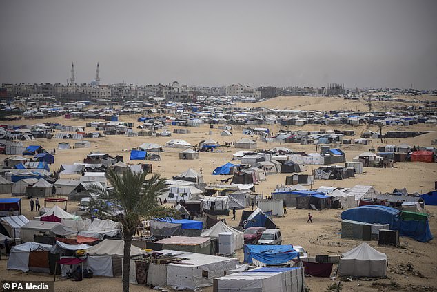 A makeshift tent camp in Rafah. The United States has promised to help build more