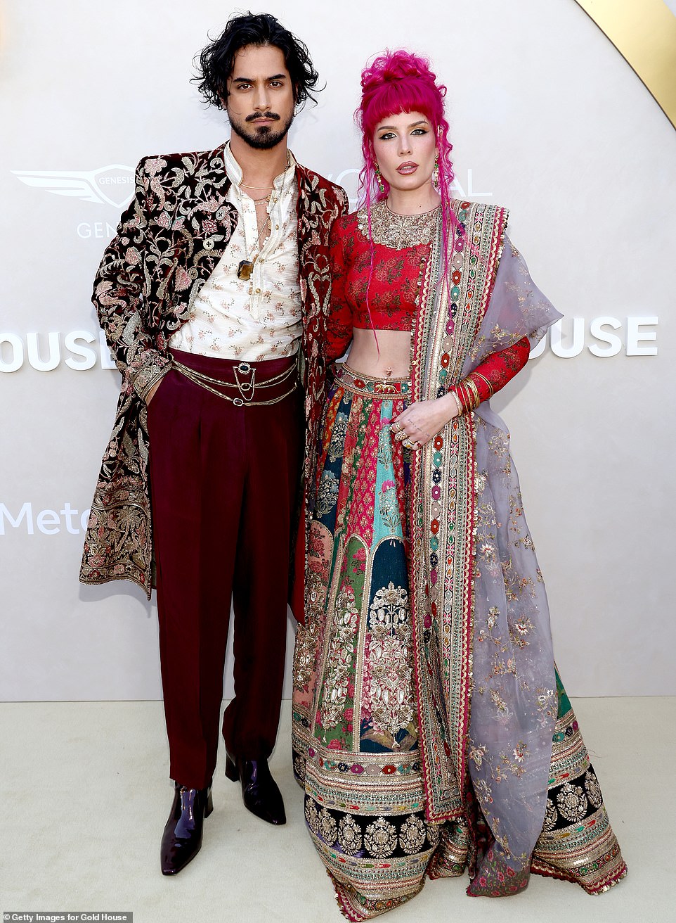 She attended the star-studded gathering on her knees arm in arm with her boyfriend, victorious actor Avan Jogia, dressed in an outfit reminiscent of royalty in the former princely states of India.