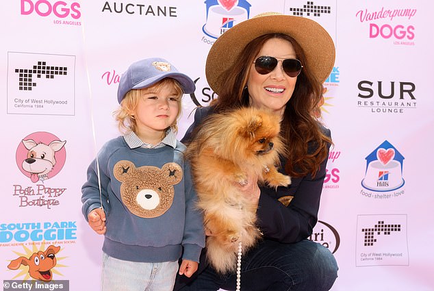 Vanderpump and Todd's grandson, Theodore 'Teddy' Sabo, 2, also attended the event wearing an adorable sweatshirt with a faded blue teddy bear.