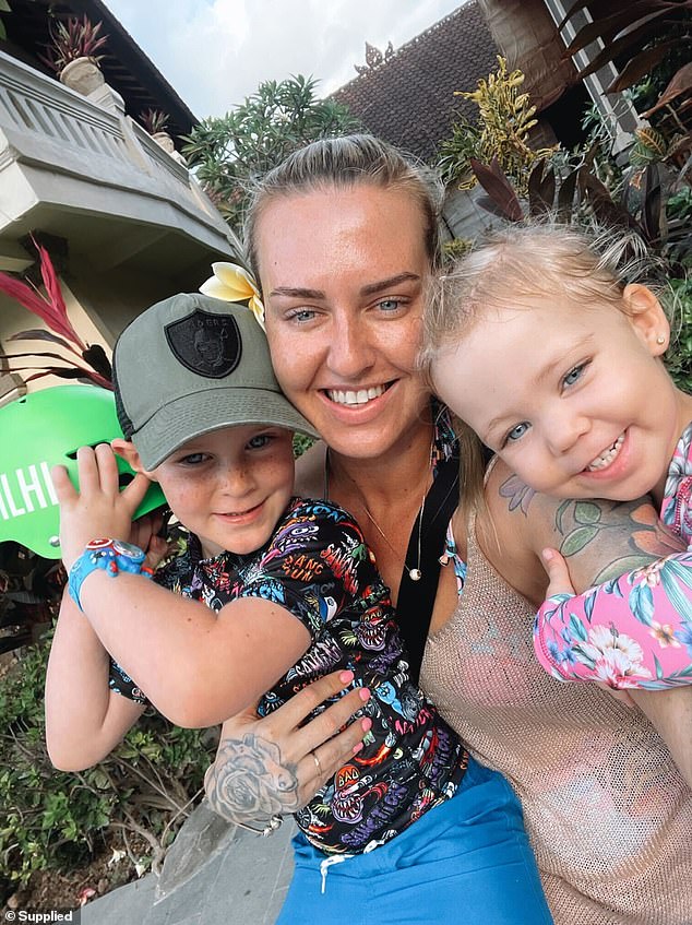 Shawnee is pictured here with her kids on that Bali vacation: Her five-year-old son Byron has had a suspicious mole removed since his sister was diagnosed, although the results haven't come back.