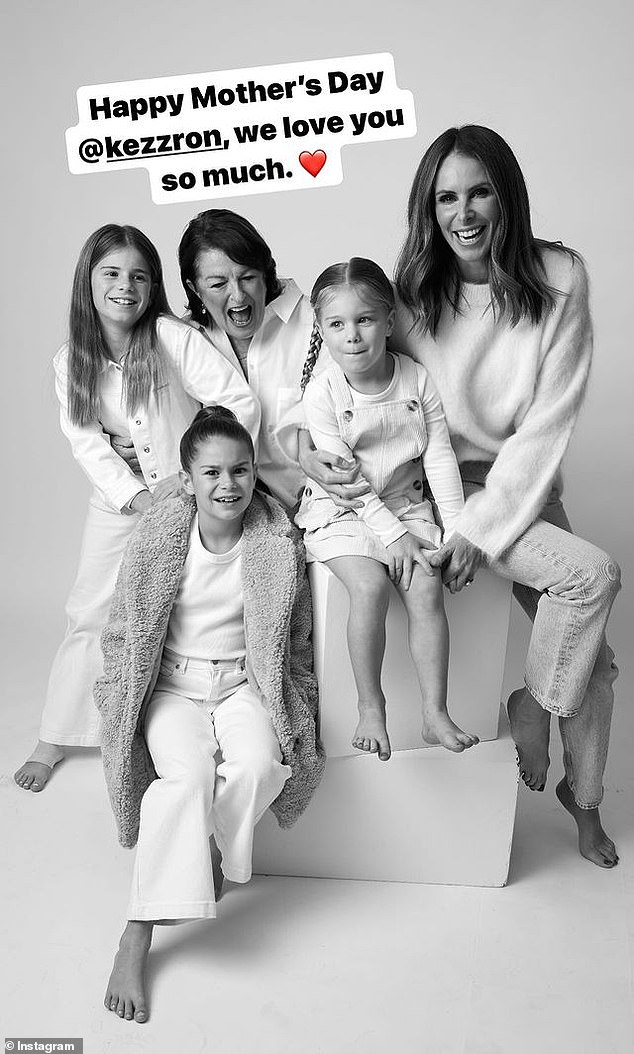 Candice Warner paid tribute to her own mother, sharing an image of her mother Kerry Falzon with her and her children and writing: 'We love you so much!' In the photo