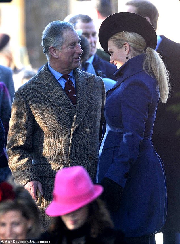 Charles was admiring his niece's hat while they attended the Christmas Day service at Sandringham Estate in 2009.