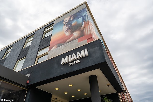 The students were at a camp at the Miami Hotel in Melbourne's CBD (pictured) and were smoking cannabis, vaping and drinking alcohol when they activated a fire alarm in the middle of the night.