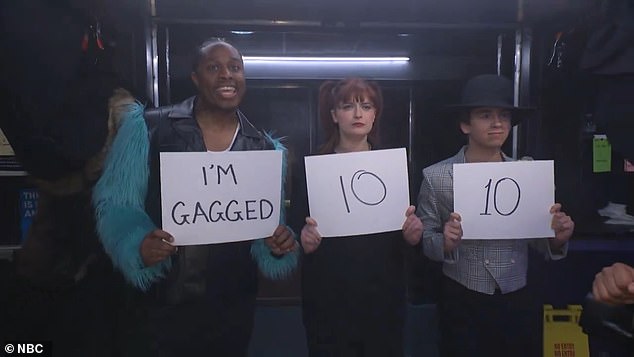 During her performance, three cast members rated her. Two of them gave it a 10 while the third called it 'I'm gagged'