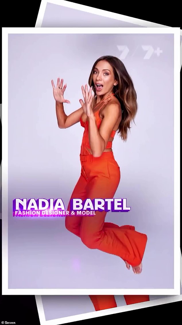 Former AFL WAG turned fashion designer Nadia Bartel worked her angles on a photoshoot in the promotional video.