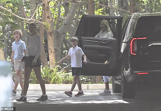 Ivanka's sons, Joseph, 10, and Theodore, 8, came to their lesson in polo shirts, shorts and sneakers.