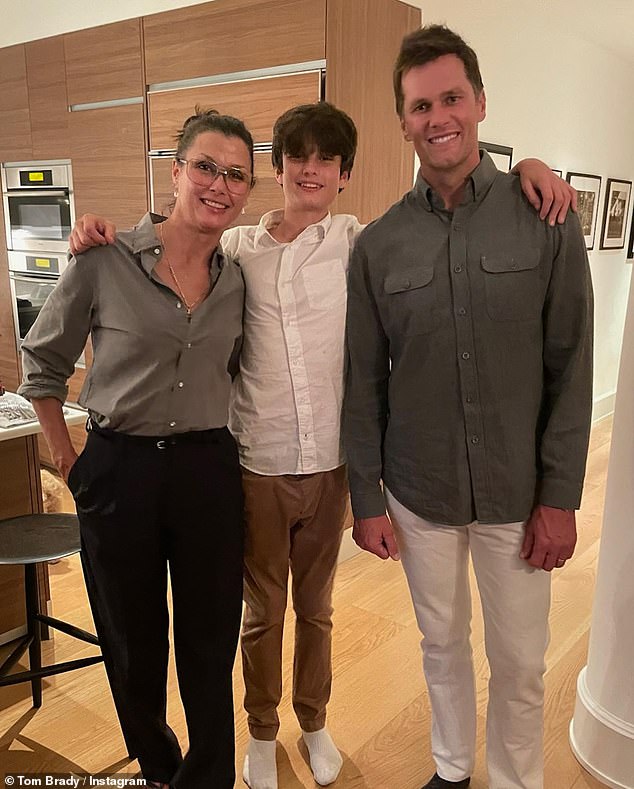 Tom added a photo with ex Bridget Moynahan, with whom he shares his 16-year-old son Jack.