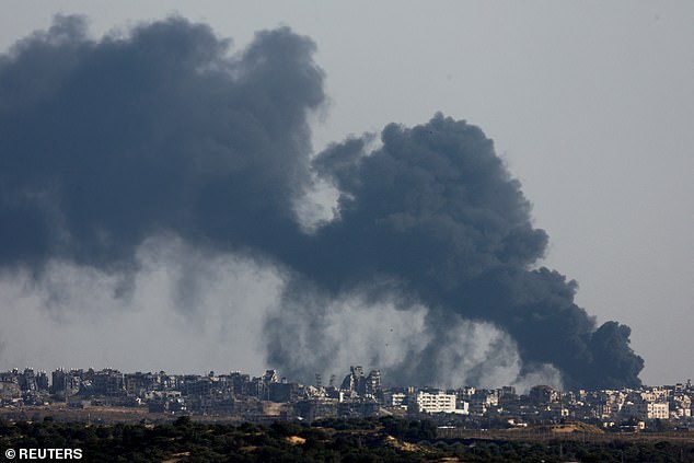 Smoke rises after an explosion in northern Gaza, amid the ongoing conflict between Israel and the Palestinian Islamist group Hamas, pictured on May 12, 2024.