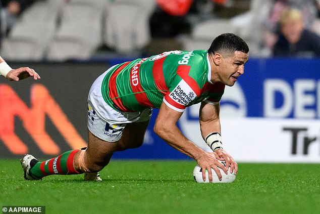 Walker (pictured during the Dragons game) reacted angrily when Mitchell was racially abused during a match against Penrith last year.