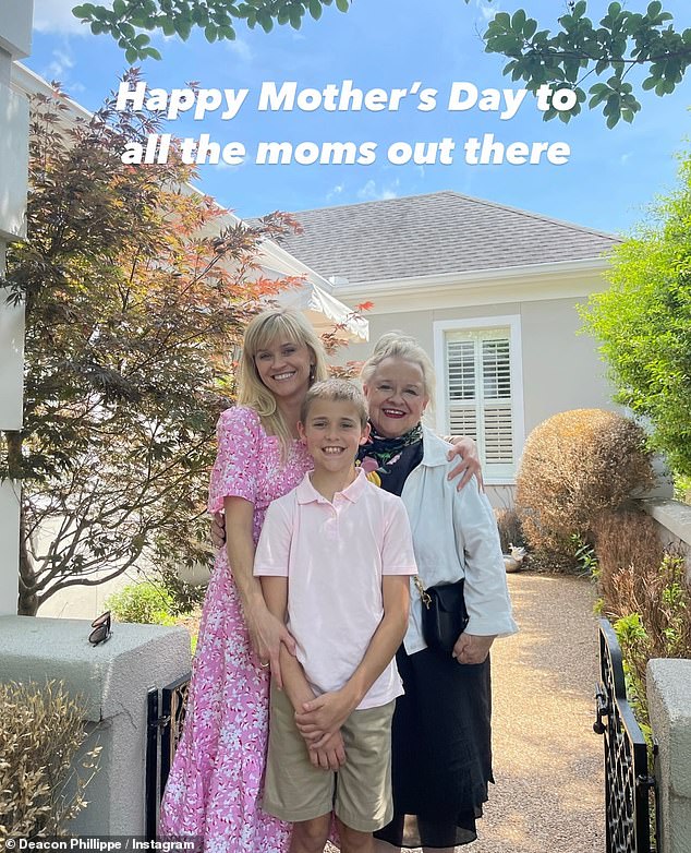 Witherspoon's son Deacon, 20, offered his own tribute to his mother and grandmother in a series of throwback photos on his Instagram Stories.