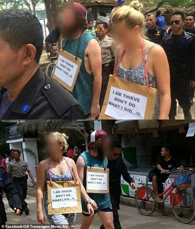 Troy Smith will be forced to take the 'walk of shame'. Pictured: Australians performing the walk of shame on the Indonesian island of Gili Trawangan in 2016, following accusations of bicycle theft.