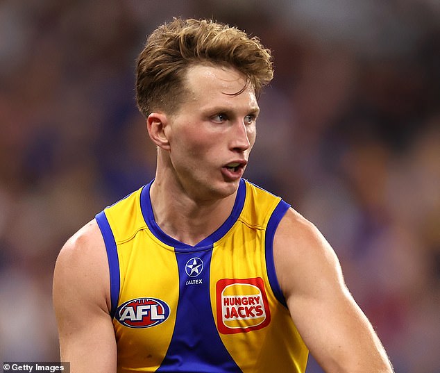 Witherden's son is West Coast defender Alex (pictured playing against Essendon earlier this month)