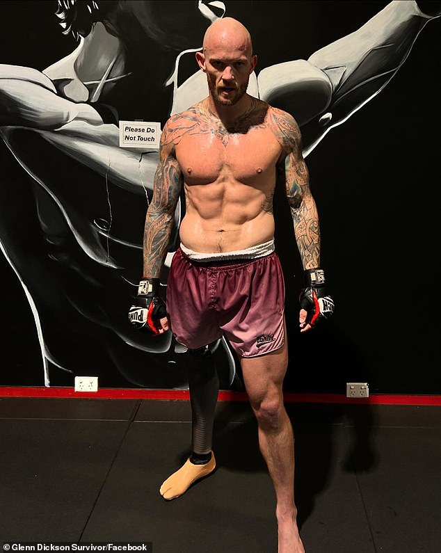 Dickson is fighting fit and ready for the first amputee kick boxing fight in Australia in June.