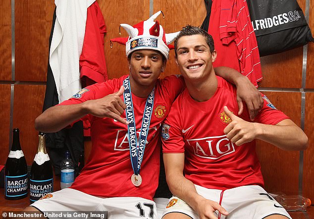 Nani (left) won four Premier League titles and one Champions League during eight years at United.