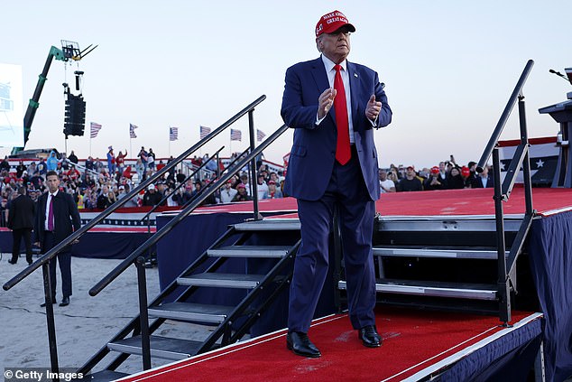 Former President Donald Trump appears at a rally in Wildwood, New Jersey, this weekend. The new poll found that he has devoured Biden's support among young, Latino and Black voters, who make up the Democratic coalition that overtook Trump four years ago.