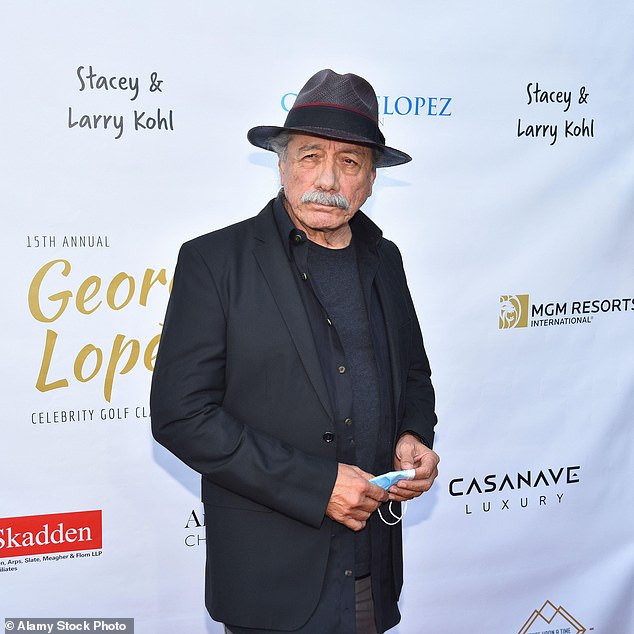 The Battlestar Galactica actor revealed his diagnosis last year, months after his final treatment in December 2022. He is pictured attending the George Lopez golf event that year.