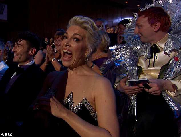 Hannah Waddingham left viewers in hysterics as she jokingly took a swig from her flask after finding out she had lost the Entertainment Bafta for Strictly Come Dancing.