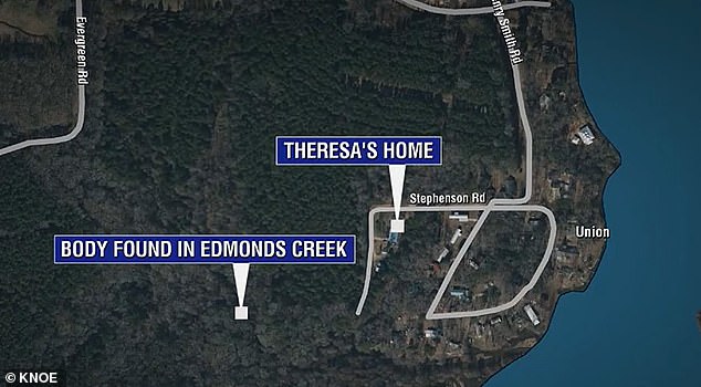 Theresa's body was found just 200 yards away in a wooded area near her home, even though police recruited K9 units to find the remains when she disappeared more than a year ago.