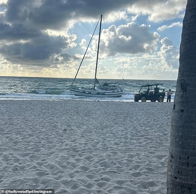 It comes a week after police in Hollywood, Florida, also shared an image of another sailboat used by migrants to bypass the hard border with Mexico.