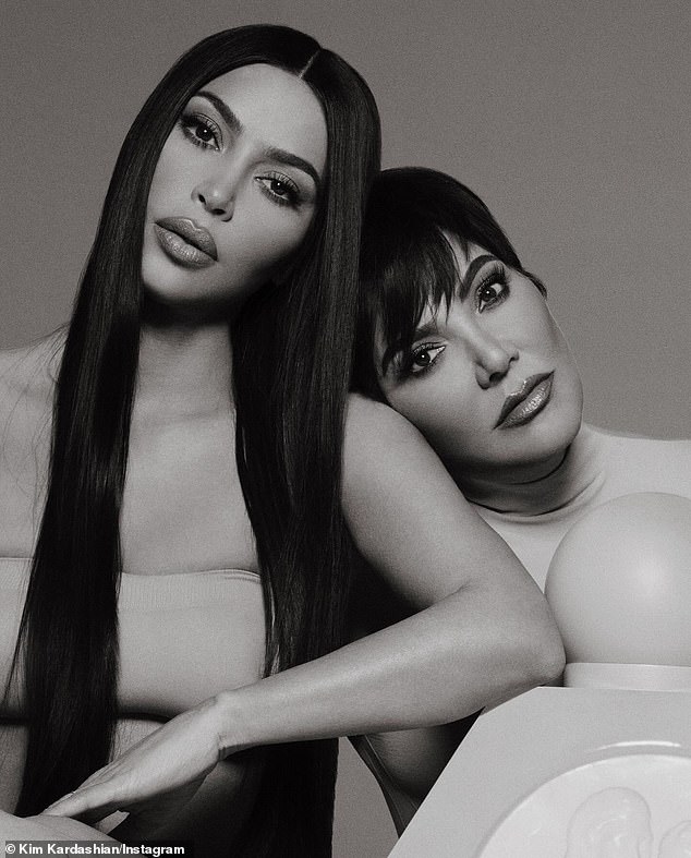 Kardashian is seen here with her mother during their joint fragrance ad