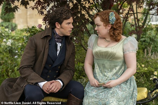 The new series will follow the characters Penelope Featherington and Colin Bridgerton, depicted in a scene from the series, and their relationship.