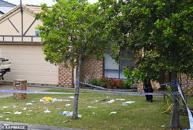 The aftermath of the crime scene, where doctors performed open-heart surgery on Lovell's lawn in an attempt to save the mother's life.