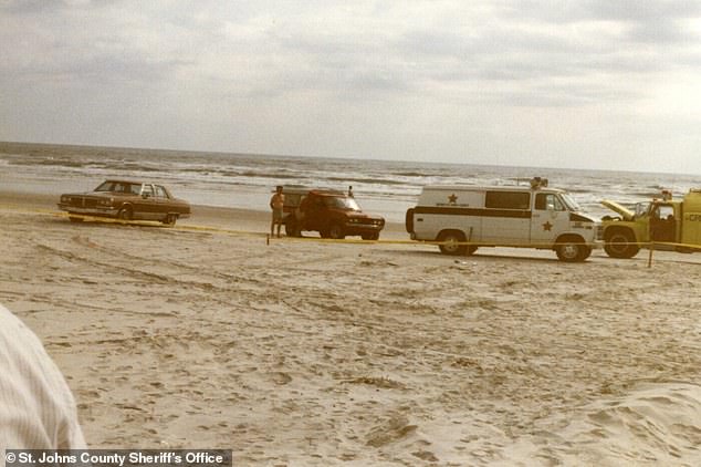 The St Johns County Sheriff photographed on St Augustine Beach in 1985 when the remains were first discovered.