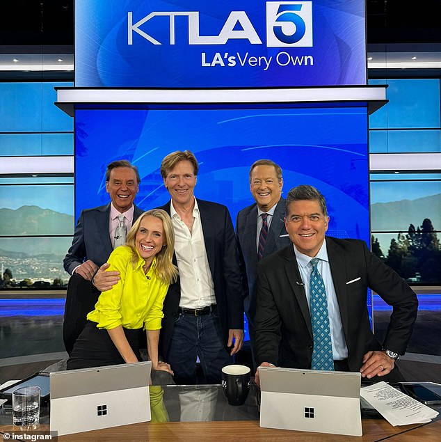 The reporter, who was last on air Friday, has worked at KTLA since 1991, covering entertainment, movies and television (pictured on KTLA 5 with his former colleagues).