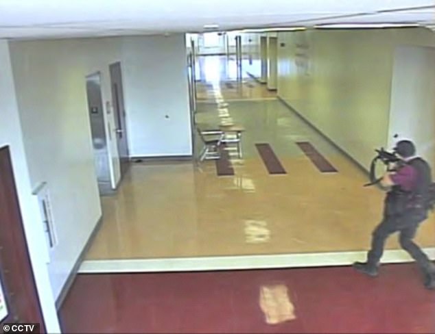 Nikolas Cruz appears in security footage inside the school in 2018 when he went on a rampage