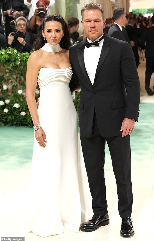 Damon and Barroso previously missed the film's UK premiere after partying all night at last week's Met Gala.