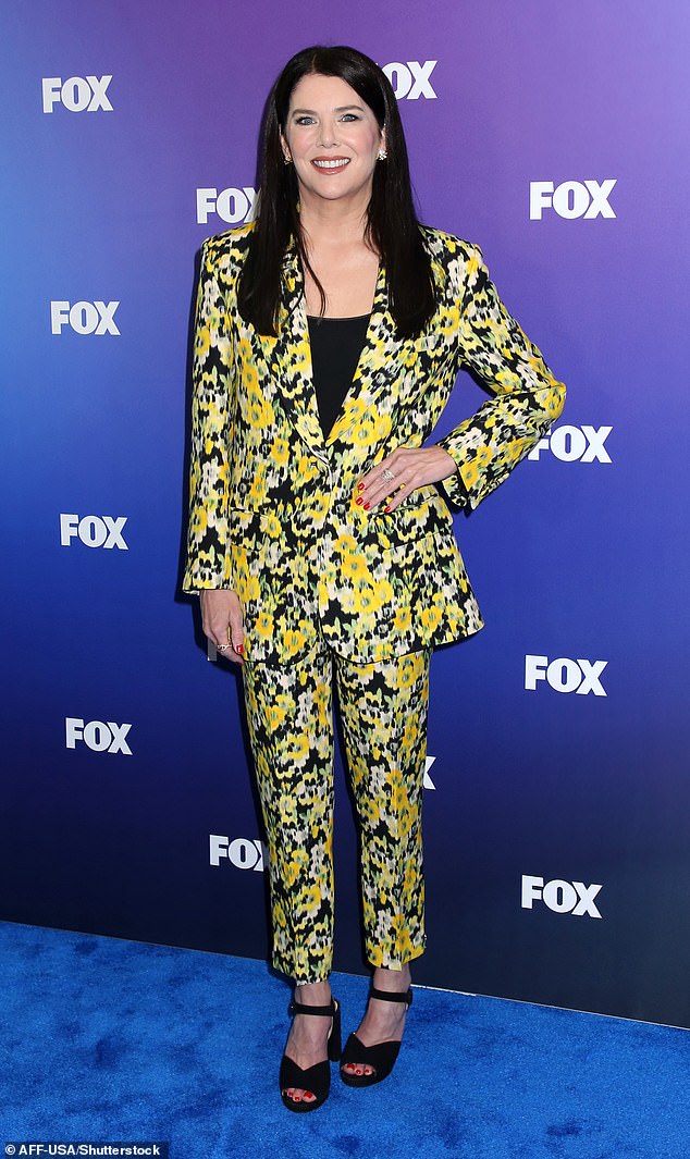 Lauren Graham embraced spring in a yellow and black floral-print ensemble