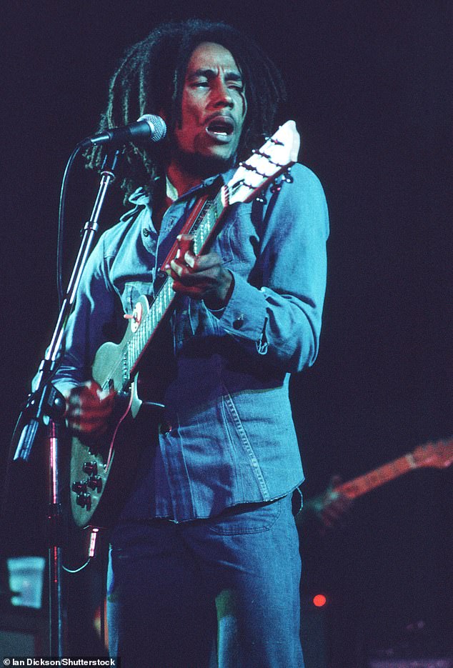 Bob Marley is seen performing on stage here; He died at age 36 in 1981 from melanoma.