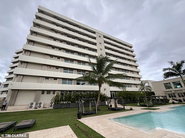 An exterior view of Fraser Suites in central Abuja, which was Harry and Meghan's base over the weekend.