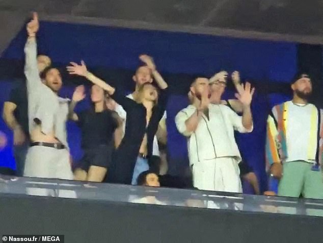 The actor joined his girlfriend Gigi Hadid and Taylor's boyfriend Travis Kelce on a private balcony, with the trio dancing together in footage from the three-hour show.