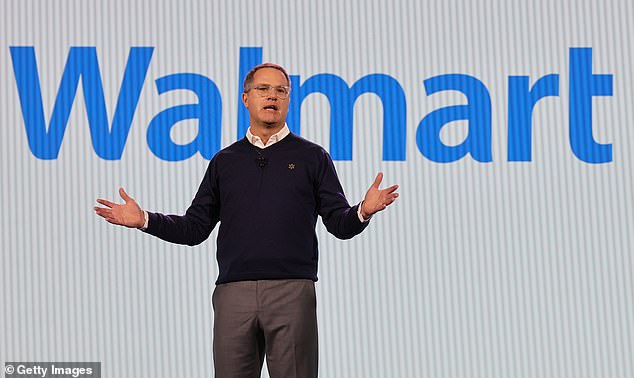 Walmart's stock price wobbled slightly yesterday, reaching a high of 61.30 points, before falling to 60.29 points (File image of Walmart Inc. Chairman and CEO Doug McMillon).