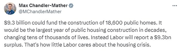 He said: '$9.3 billion could finance the construction of 18,600 public housing units. 'It would be the biggest year of public housing construction in decades, changing tens of thousands of lives.