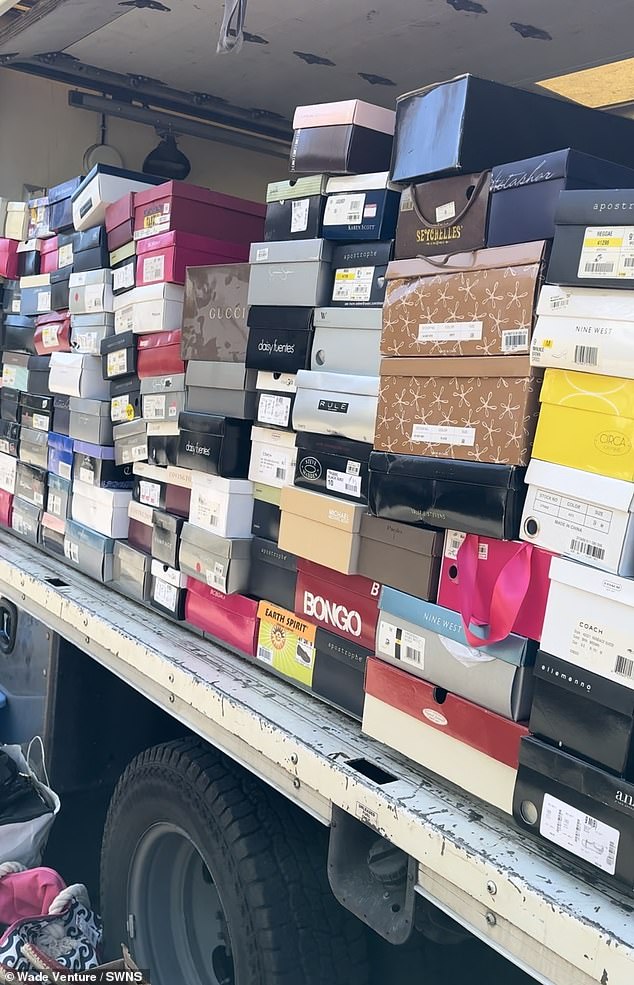 Wade bought the storage unit at auction with no idea what it contained, but was pleasantly surprised to see designer shoe boxes.