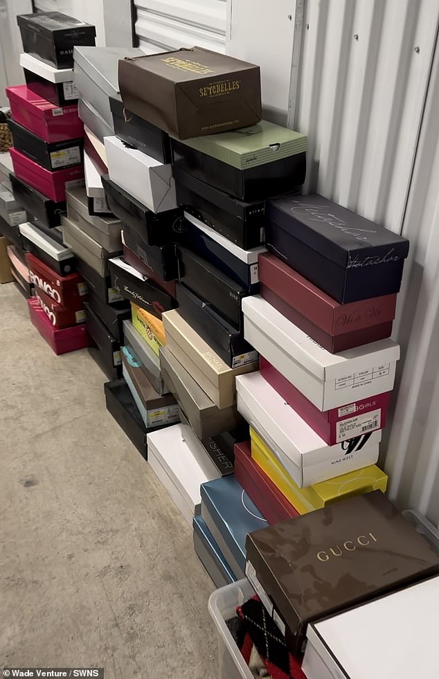 The treasure trove contained more than 400 pairs of footwear, including brands such as Gucci and Coach.