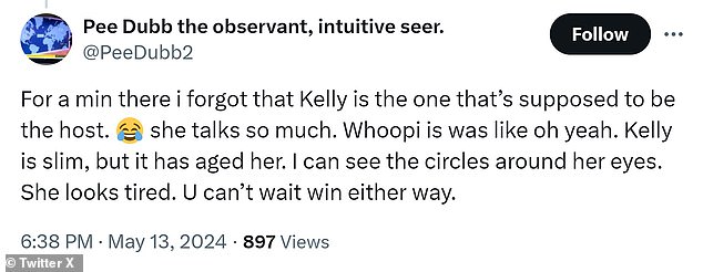 After watching Clarkson's final episode, one viewer said Clarkson out-talked her guest Whoopi Goldberg and tweeted that her weight loss had made her 