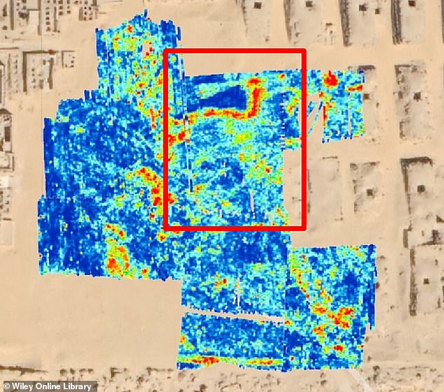 Using the scanners, the team determined that the L-shaped feature measures about 32 feet long and about 49 feet wide.