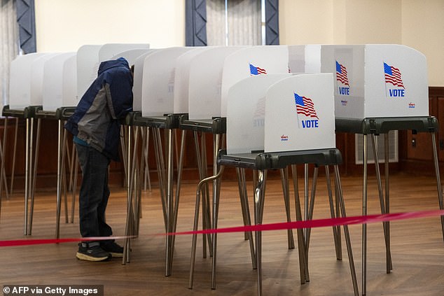 A voter casts a ballot on May 14, 2024 in the Maryland primary.