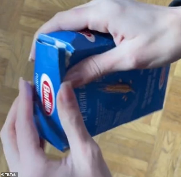 Tiny Box Company founder Rachel Watkyn OBE advised Vinted sellers to repurpose their old Amazon bozes (pictured: a Vinted item packaged in a Barilla pasta box)