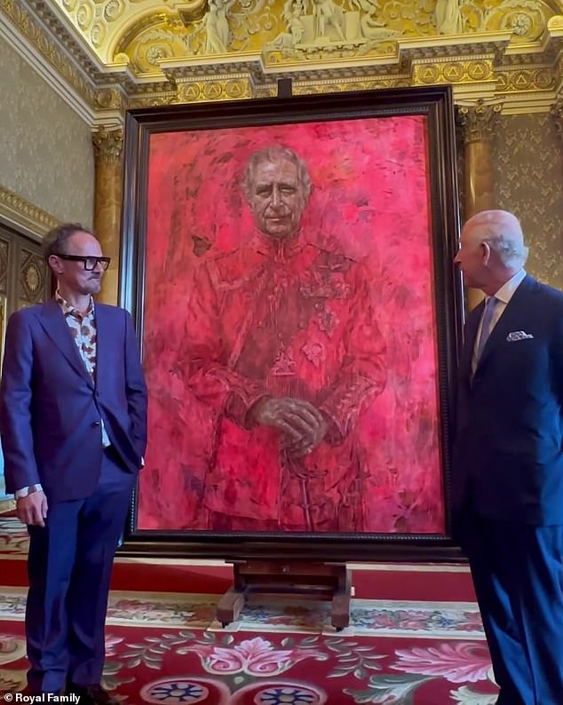 Charles is today at Buckingham Palace with Jonathan Yeo, who painted the portrait.