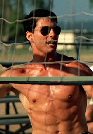 The Mission: Impossible star is known for performing his own stunts and staying in fantastic shape (pictured in Top Gun 1986).