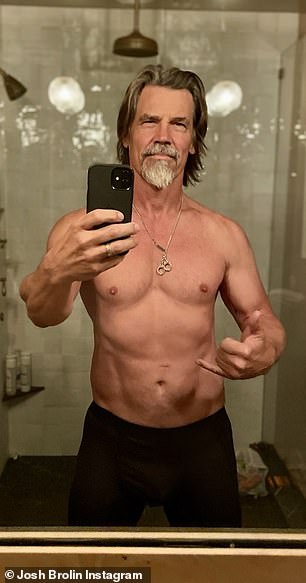 What's interesting: Josh Brolin, 54, showed off his very toned chest in a mirror selfie, crediting his training for the new Dune movie.