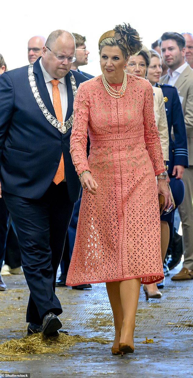 Queen Maxima seemed in high spirits when she arrived at the farm in rural Stedum.