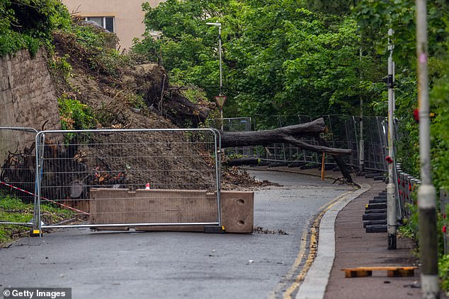 A road is closed for the rest of the year following a landslide in Folkestone today