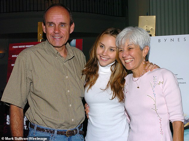 Amanda's nine-year legal guardianship controlled by her mother (R, pictured in 2004) ended in 2022, but she was hospitalized in a psychiatric treatment facility from March 20, 2023 to June 30, 2023 after spending four days in a row wandering the streets of Los Angeles in a manic state