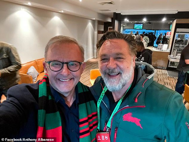 The Hollywood star and the Prime Minister have a previous connection due to their mutual love of the South Sydney Rabbitohs NRL team.  Crowe has been part-owner of the veteran Sydney team since 2006.
