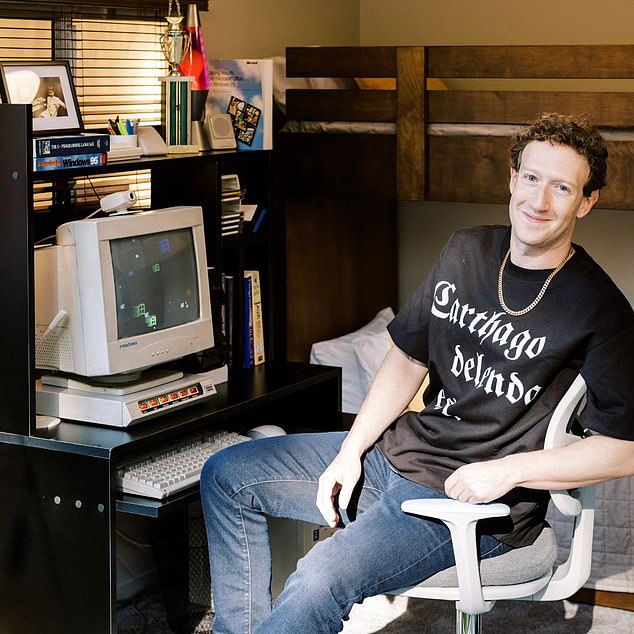 Zuckerberg said this booth showed a recreation of his childhood bedroom, where he learned to code.